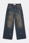 Kadın Koyu Kot 2w6-8 Palazzo Fit Özel Nakış Desenli Tasarım Denim Jean