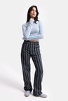 Kadın Mavi Çizgili 1w6-7 Loose Fit Özel Kumaş Tasarım Denim Jean
