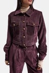 Kadın Bordo w6-52 Boxy Fit Pürüzsüz Velvet Kadife Kumaş Tasarım Ceket