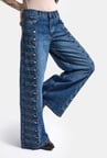 Kadın 2w6-5 Palazzo Fit Napolyon Tasarım Denim Jean