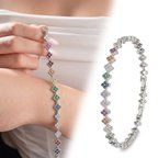 💎 Premium Parlak Gümüş Renk 5 mm Çakra Taşlı Çiçek Model Kadın Bijuteri Bileklik 3183KBV6D8 (~18cm)
