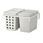 Çöp ayırma çözümü, beyaz-açık gri, 42 lt