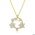 Gümüş Gold Manolya Çiçeği Yıldız Kadın Kolye