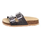 Superfit Fussbett Kadın Mantar Tabanlı Siyah Simli Terlik