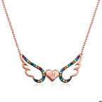 Gümüş Kanatlı Kalp Kolye