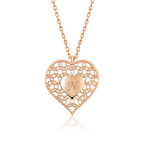 ​Gümüş Rose Kişiye Özel Kalbin İçinde Kalp Kadın Kolye