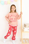 Kız Çocuk Smile And Happy Baskılı Kalın Eşofman Takımı