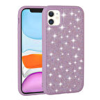 Apple iPhone 11 ile Uyumlu Kılıf Arka Yüzeyi Parlak Taşlı Tasarımlı Kapak