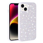 Apple iPhone 13 ile Uyumlu Kılıf Arka Yüzeyi Parlak Taşlı Tasarımlı Kapak