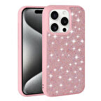 Apple iPhone 15 Pro ile Uyumlu Kılıf Arka Yüzeyi Parlak Taşlı Tasarımlı Kapak