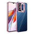 Xiaomi Redmi 12C Uyumlu Kılıf Şeffaf Logo Gösteren Parlak Renkli Kenar Telefon Kılıfı Kapak