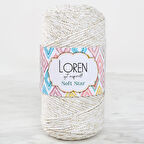 Loren Soft Star Makrome İpi Sarı Simli Krem RM103