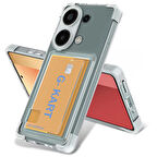 Xiaomi Redmi Note 13 4G Uyumlu Köşeleri Airbagli Kartlıklı Kartvizitli Şeffaf Telefon Kılıfı