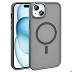 Apple iPhone 15 ile Uyumlu Kılıf Magsafe Şarj Özellikli Mat Arka Yüzeyli Kapak