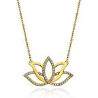 Gümüş Gold Lotus Çiçeği Kadın Kolye