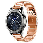 Samsung Gear S3 ile Uyumlu Bakla İşlemeli 22mm Metal Kordon