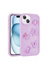 Apple iPhone 14 Uyumlu Kılıf Renkli Kabartma Figürlü Parlak Telefon Kılıfı Kapak