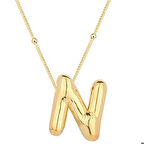 Gümüş Gold Balon N Harfi Kadın Kolye