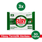 Fairy Yüzey Temizleme Mendili Beyaz Sabun 10 Yaprak 3 Adet | Beyaz Sirke Karbonat