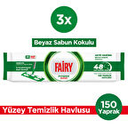 Fairy Power Wipes Mop Uyumlu Yer Temizlik Havlusu 50 Yaprak | Beyaz Sabun | 3 Adet