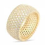 Gümüş 7 Sıra Altın Kaplama Tamtur Kadın Yüzük