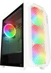 RAMPAGE ZUKO 600W 80+ Mesh Panel 4x RAINBOW 14CM FANLI GAMING ATX KASA BEYAZ