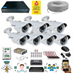 Qromax 6 Megapiksel Full HD 1920x1080 IP Kamera Güvenlik Kamerası Seti 7'li