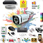 1 Kameralı IP Set - Yapay Zeka Özellikli Gece Renkli Gösteren Sesli 6 Warm Ledli 4K FULLHD IP Güvenlik Kamerası Seti 4386WS