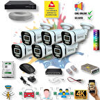 6 Kameralı IP Set - Yapay Zeka Özellikli Gece Renkli Gösteren Sesli 6 Warm Ledli 4K FULLHD IP Güvenlik Kamerası Seti 4386WS