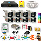 8 Kameralı Set - Yapay Zeka Özellikli Gece Renkli Gösteren 5 MP SONY Lensli 8 Warm Ledli FULLHD Güvenlik Kamerası Seti 908W-9008