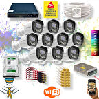 10 Kameralı Set - Gece Renkli Gösteren Hareket Algılayan 5MP SONY Lensli 4 Ultra Warm Ledli FULLHD Güvenlik Kamerası Seti 2304W-9016