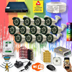 13 Kameralı Set - Gece Renkli Gösteren Hareket Algılayan 5 Mp Sony Lensli 1080p Full Hd Güvenlik Kamerası Seti 3908w