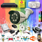 1 Kameralı Set - Yapay Zeka Özellikli Gece Renkli Gösteren 8 Warm Ledli TurboHD Güvenlik Kamerası Seti 3908W-104