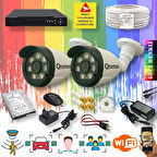 2 Kameralı Set - Yapay Zeka Özellikli Gece Renkli Gösteren 8 Warm Ledli TurboHD Güvenlik Kamerası Seti 3908W-104