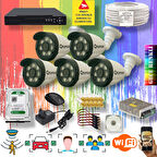 5 Kameralı Set - Yapay Zeka Özellikli Gece Renkli Gösteren 8 Warm Ledli TurboHD Güvenlik Kamerası Seti 3908W-108