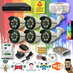 6 Kameralı Set - Yapay Zeka Özellikli Gece Renkli Gösteren 8 Warm Ledli TurboHD Güvenlik Kamerası Seti 3908W-108