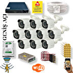 10 Kameralı Set - Geniş Açılı Hareket Algılayan 5mp Sony Lensli FullHD Güvenlik Kamerası Seti 5620-9016