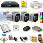 3 Kameralı Set - Gece Renkli Gösteren Hareket Algılayan 5MP SONY Lensli 4 Ultra Warm Ledli 1080P FULLHD Güvenlik Kamerası Seti 604W