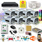 8 Kameralı Set - Yapay Zeka Özellikli Gece Renkli Gösteren Fullhd Güvenlik Kamerası Seti 784w