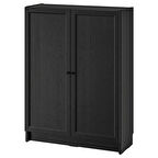 Kapaklı kitaplık, siyah meşe görünümlü, 80x30x106 cm