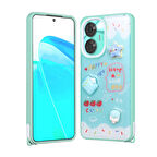 Realme C55 4G ile Uyumlu Kılıf Parlayan Sıvılı Simli Kabartma Figürlü Kapak