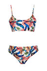 Yuvarlak Yaka Desenli Bikini Takım 