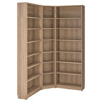 Köşe kitaplık, meşe görünümlü, 136/136x28x237 cm