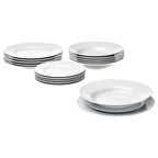 Yemek takımı, beyaz, 18 parça