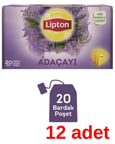 Lipton Adaçayı Bitki Meyve Bardak Poşet Çayı 20'li x 12 Adet
