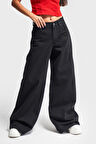 Kadın Siyah Renk 1w41 Palazzo Fit Bol Kesim Denim