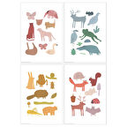 Poster, çok renkli, 21x30 cm, 4 adet, orman eğlencesi̇