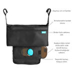 Munchkin Brica Bebek Arabası Organizer & Düzenleyici Siyah | Bebek Arabası Aksesuarı | Çok Bölmeli Saklama Çantası