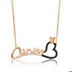 Gümüş Canım Yazılı Tek Taş Kalp Kadın Kolye