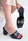 Erew Siyah Cilt Topuklu Terlik